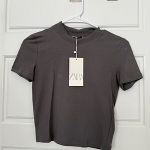 Zara Charcoal Crew Neck Top
